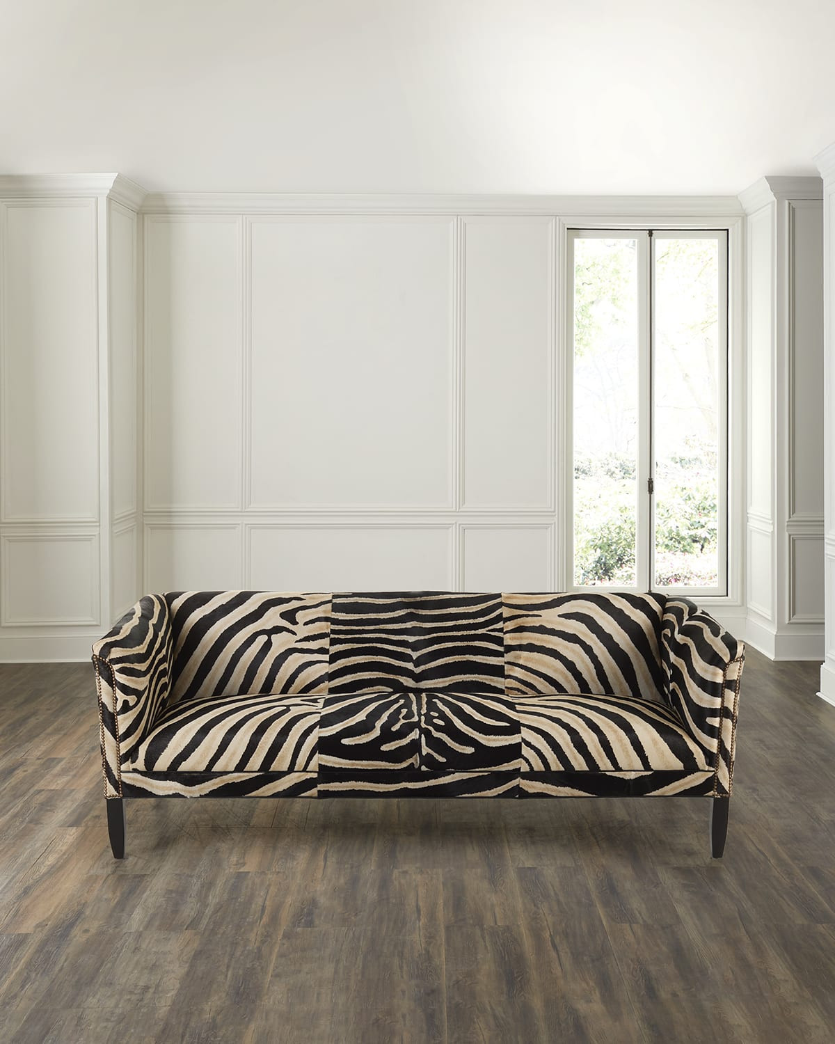 Julien Zebra-Painted Hair on Hide Sofa, 85 | Neiman Marcus