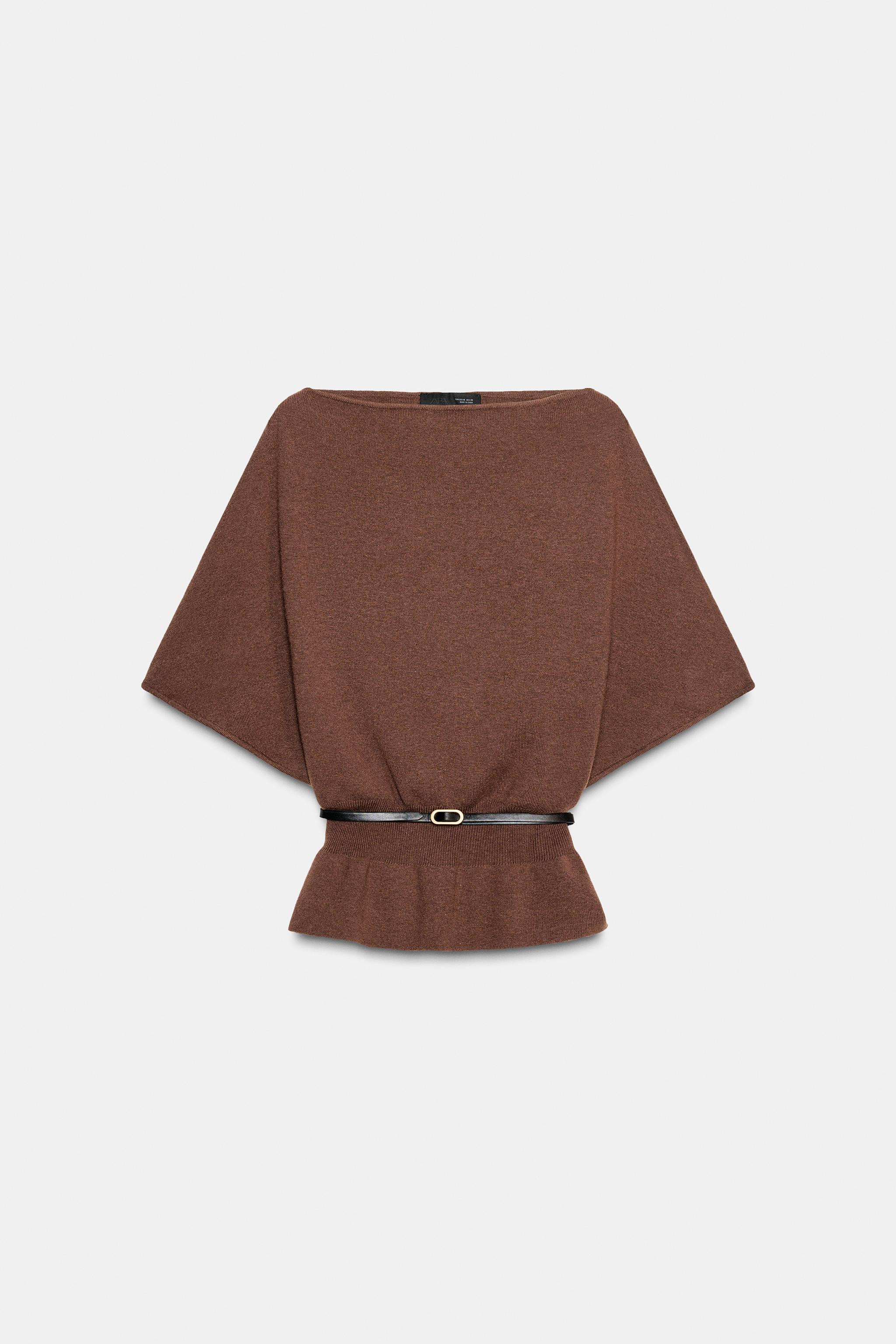 CAPE KNIT SWEATER WITH BELT | Zara US