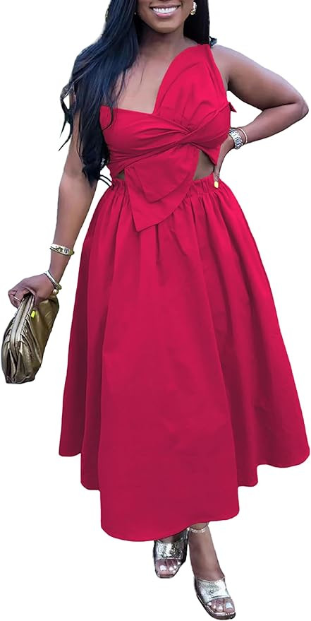 Midi Dresses for Women Casual Summer Sundresses Vacation Outfits Spaghetti Strap Smocked Women Ma... | Amazon (US)