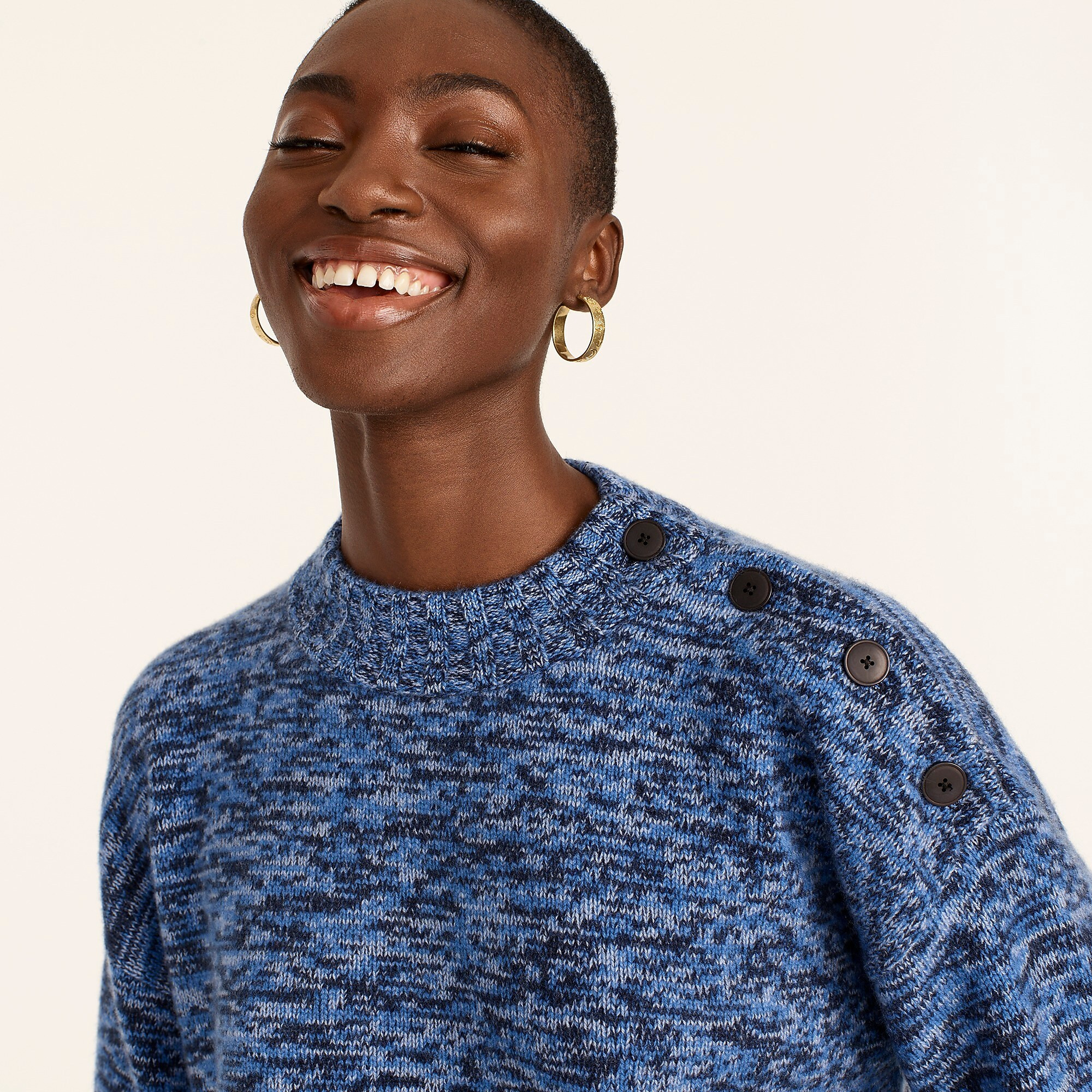 Cashmere marled button-shoulder sweater | J. Crew US