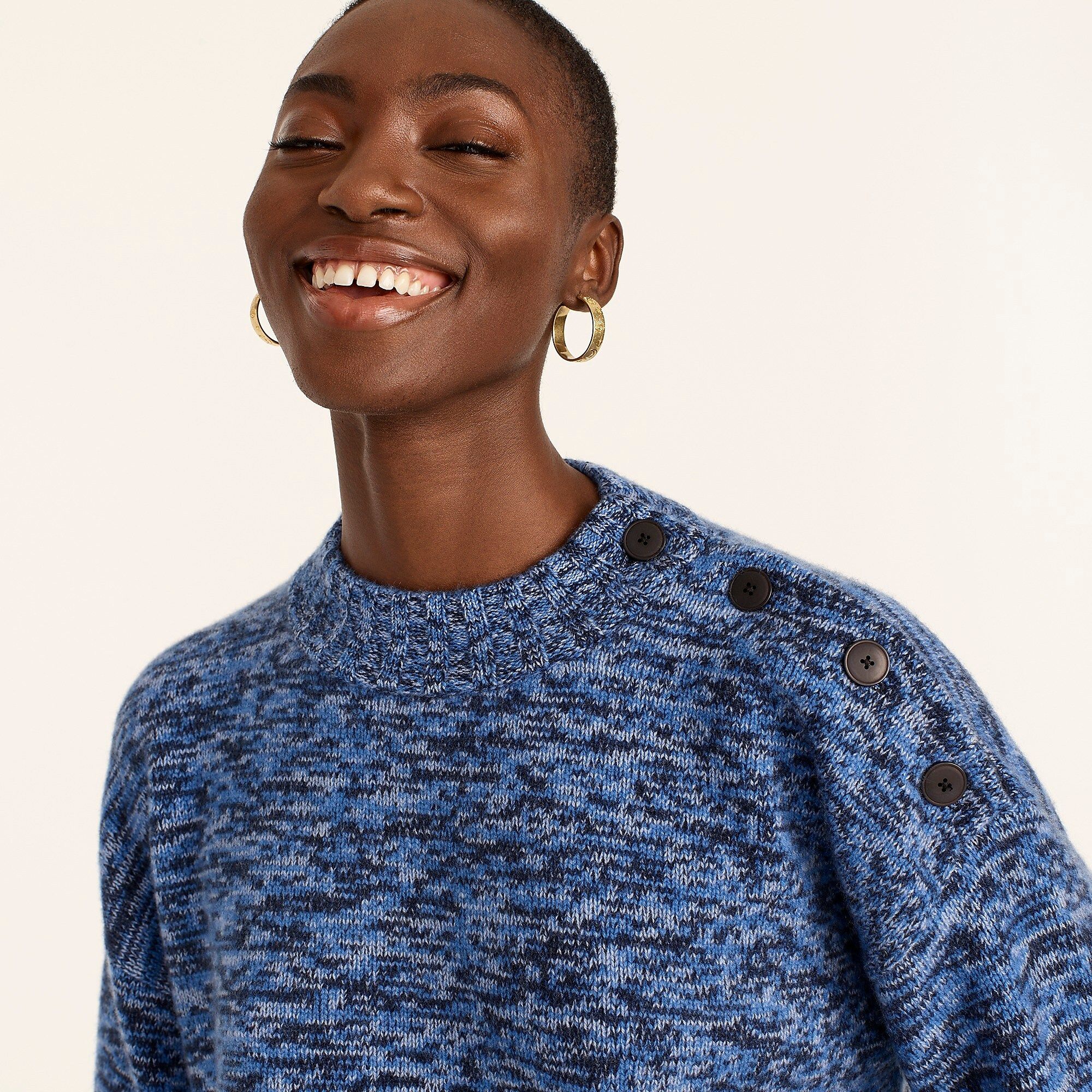 Cashmere marled button-shoulder sweater | J.Crew US