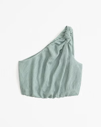 Women's Asymmetrical One-Shoulder Knotted Crinkle Set Top | Women's New Arrivals | Abercrombie.co... | Abercrombie & Fitch (US)