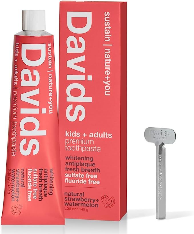 Davids Natural Toothpaste for Kids & Adults, Strawberry & Watermelon, Flouride Free, SLS Free, An... | Amazon (US)
