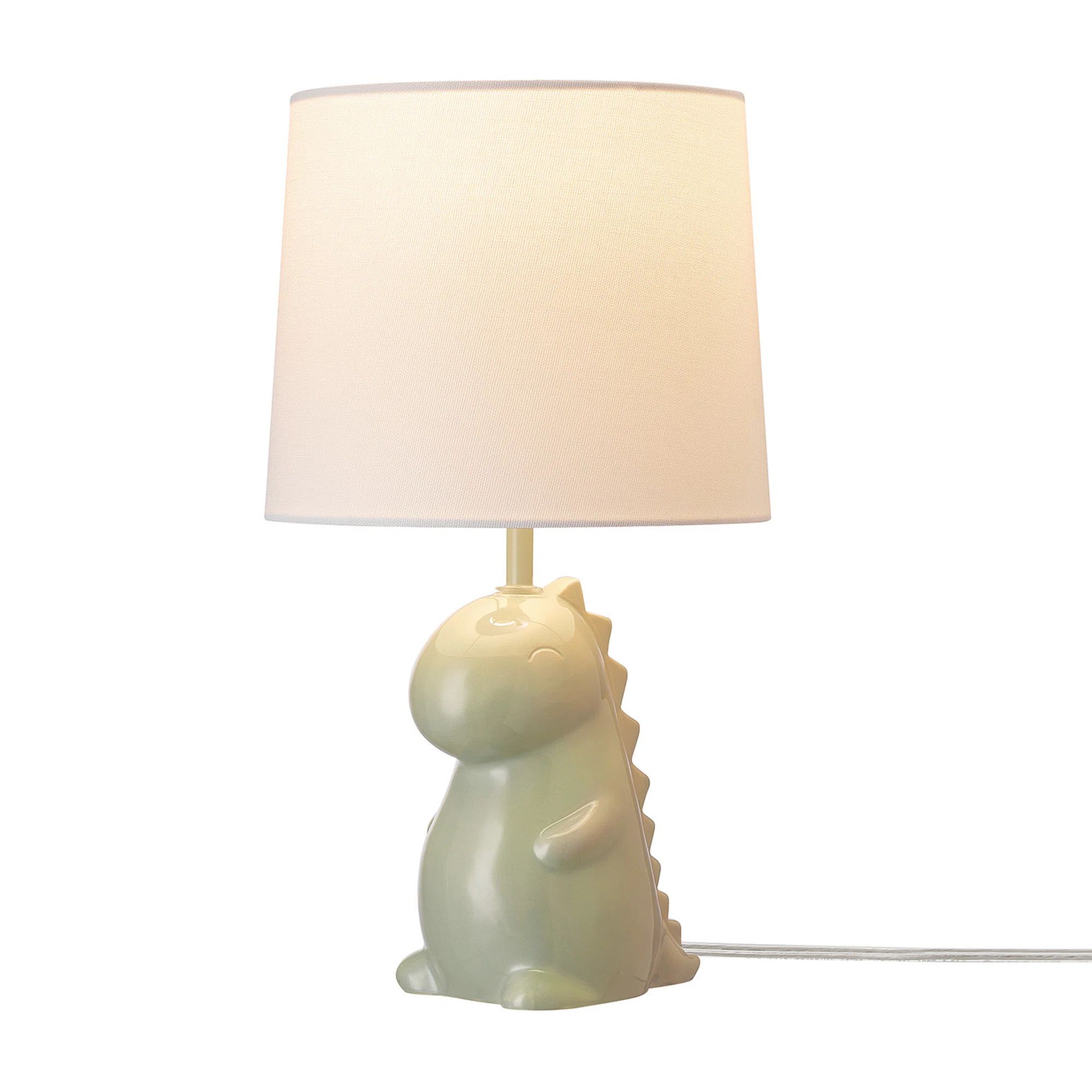 Albertice 16" Green Dinosaur Ceramic Table Lamp with White Cotton Shade | Wayfair North America