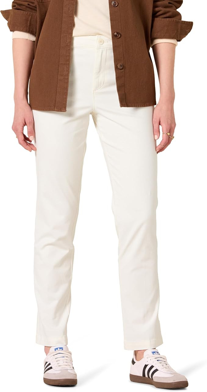 Amazon Essentials Women's High-Rise Slim-Fit Full-Length Straight-Leg Khaki Pant | Amazon (US)