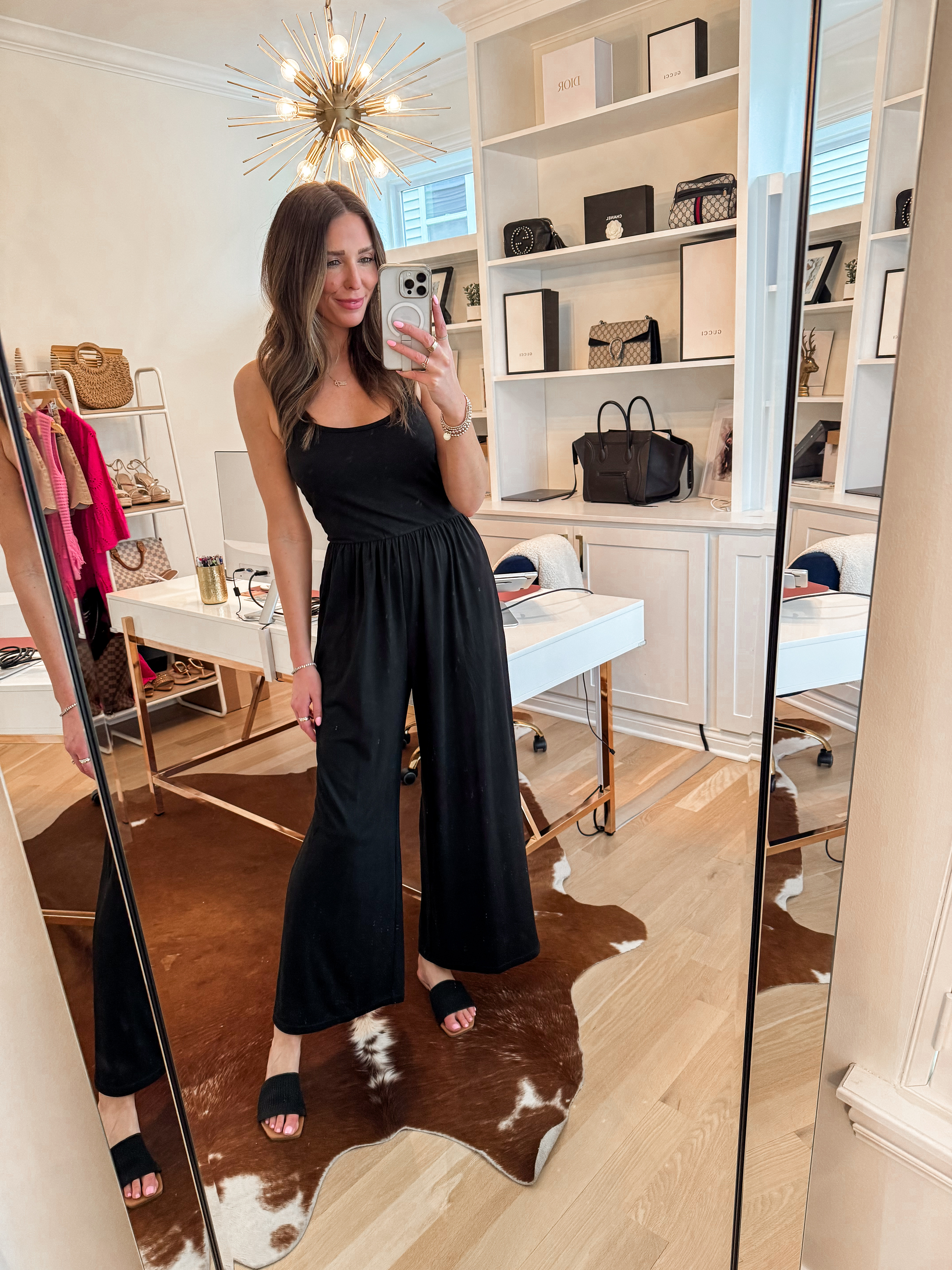This stretchy and cute jumpsuit is sooo comfy, I’m obsessed // i'm wearing a small in the jumpsuit, sandals fit true to size 

 #LTKMothersDay #LTKgrwm #LTKootd