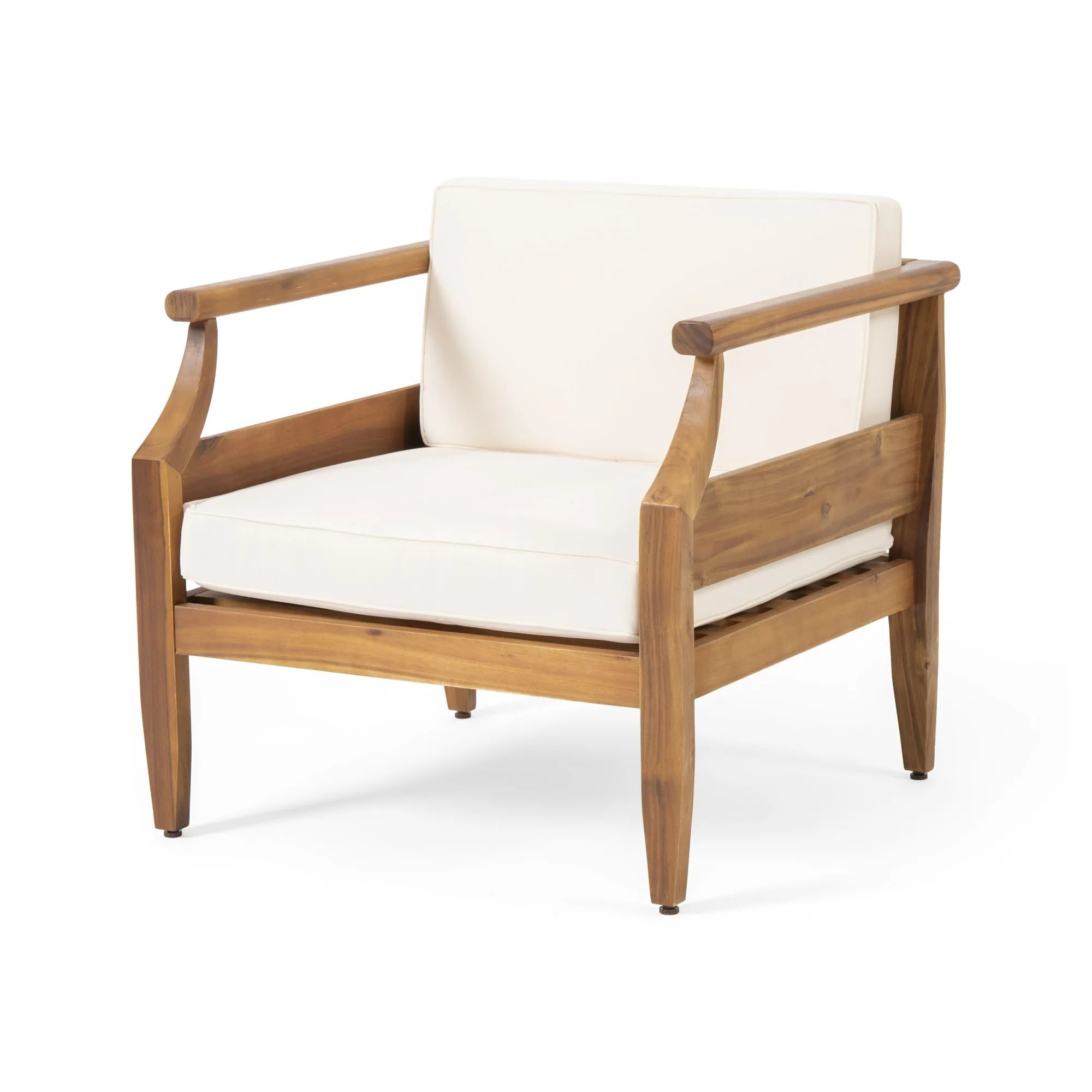 Sloane Acacia Wood Outdoor Club Chairs with Cushions, Teak, Cream - Walmart.com | Walmart (US)