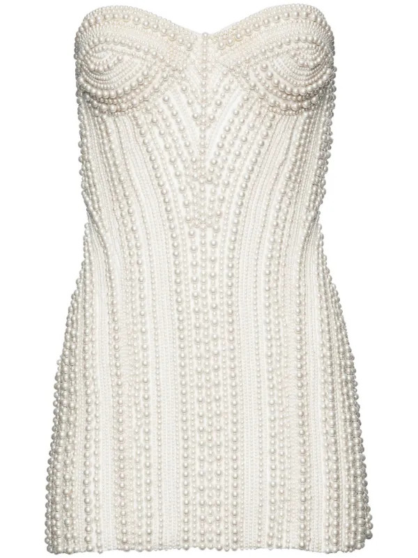 Retrofete faux-pearl Embellished Minidress | White | FARFETCH | Farfetch Global