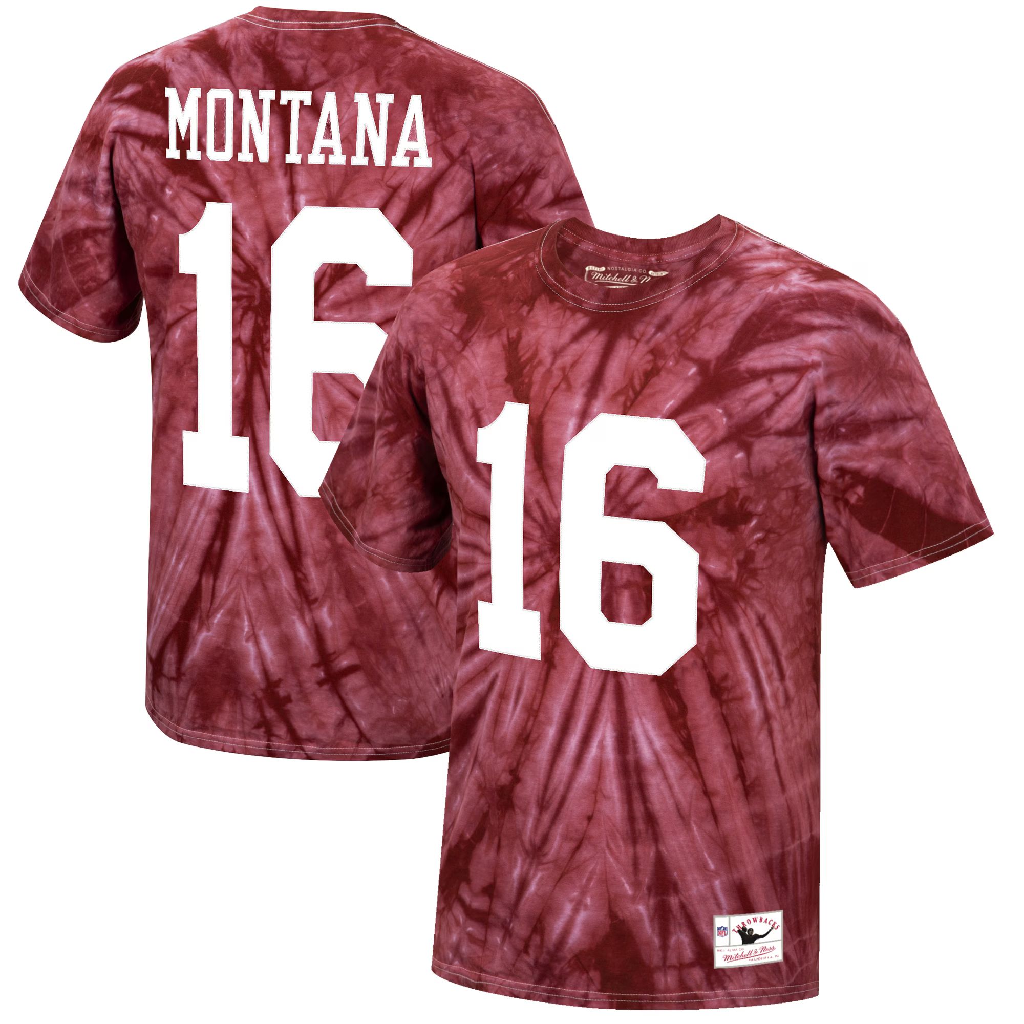 Joe Montana San Francisco 49ers Mitchell & Ness Tie-Dye Retired Player Name & Number T-Shirt - Sc... | Fanatics