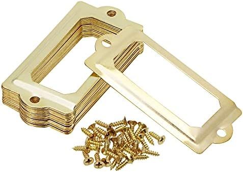 ONLYKXY 17Pcs Iron Metal Label Box Drawer Handle Card Frame File Name Card Holder for Furniture C... | Amazon (US)