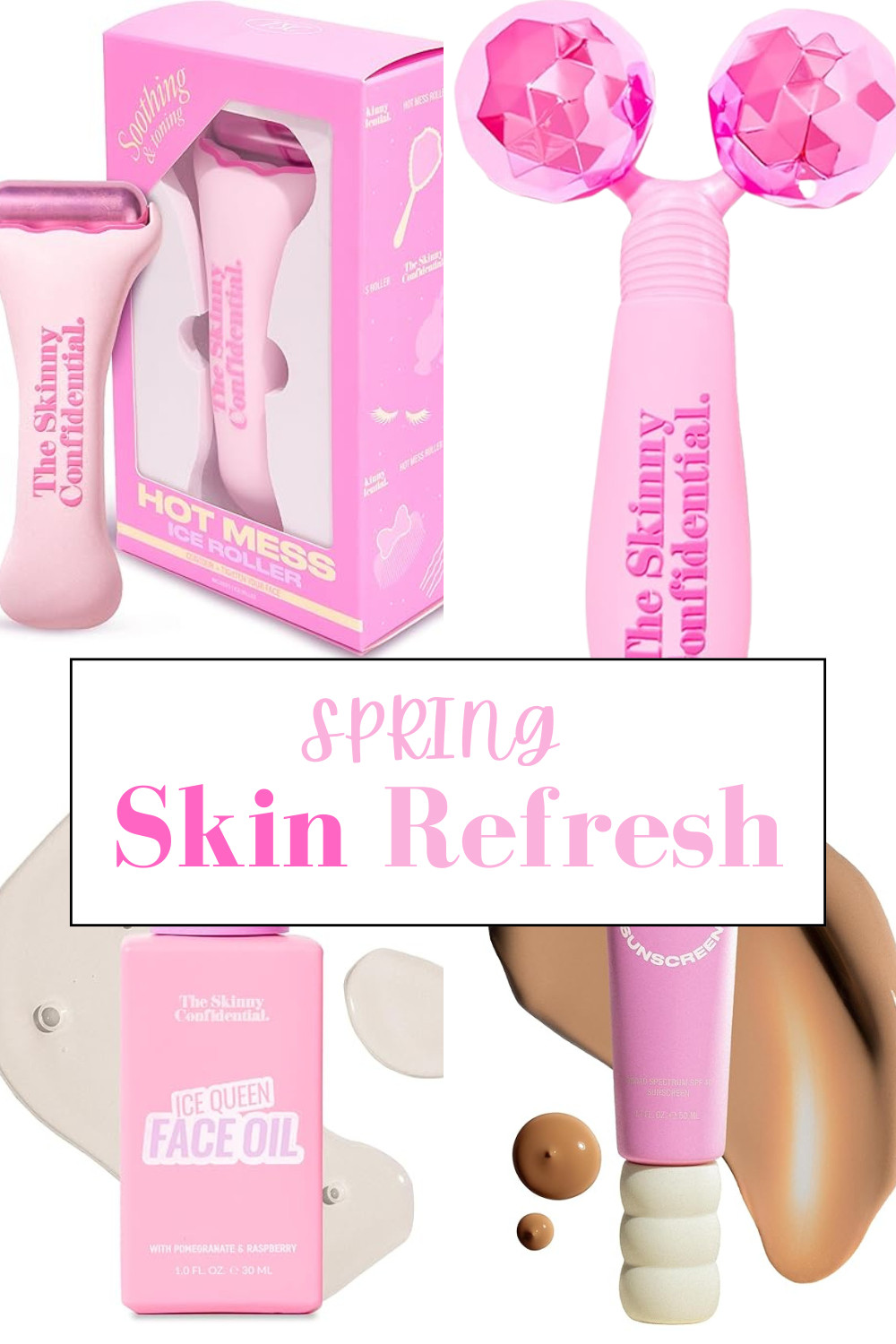 Spring Skin Refresh ✨🌸
Ready to give your skincare routine a major glow-up? These pink must-haves from The Skinny Confidential are the ultimate game-changers for de-puffing, hydrating, and protecting your skin. 💖

🌿 Hot Mess Ice Roller – Instantly soothes & tightens for that fresh, lifted look.
💎 Pink Ball Face Massager – Sculpt & de-puff like a pro.
💦 Ice Queen Face Oil – The perfect hydration boost for dewy, radiant skin.
☀️ SPF with Skincare Benefits – Protect + glow in one step!

Your skin will thank you! Shop my faves below & start your glow-up today! ✨👇 #LTKbeauty #SpringRefresh #GlowingSkin 

 #LTKSeasonal #LTKBeauty