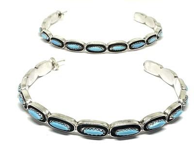 Native American sterling silver Zuni handmade Turquoise Hoop Dangle earring  | eBay | eBay US