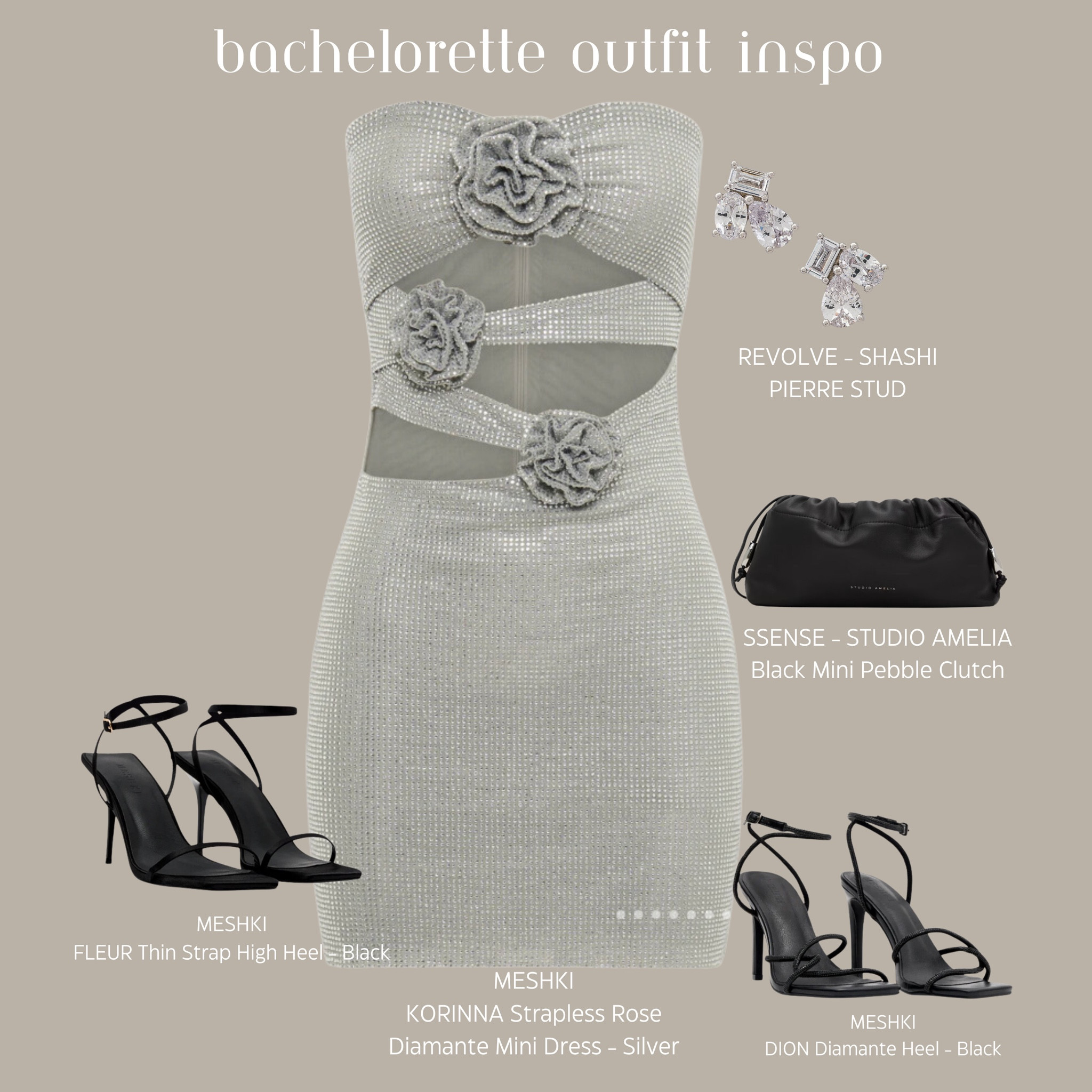 Bachelorette outfit Inspo look #6🖤🩶

Items-
Meshki- Korinna strapless rose diamanté mini dress 
Meshki- Dion diamanté heel
Meshki- Fleur thin strap high heel 
Ssense- Shashi- Pierre stud 
Ssense- Studio Amelia - black mini pebble clutch 












Fashion, fashion Inspo, fashion looks, outfit Inspo, outfit ideas, bachelorette, bachelorette dress, bachelorette outfit, bachelorette outfit Inspo, bachelorette outfit ideas, silver dress, silver maxi dress, black clutch, black strappy heels, statement earrings  

#LTKstyletip
