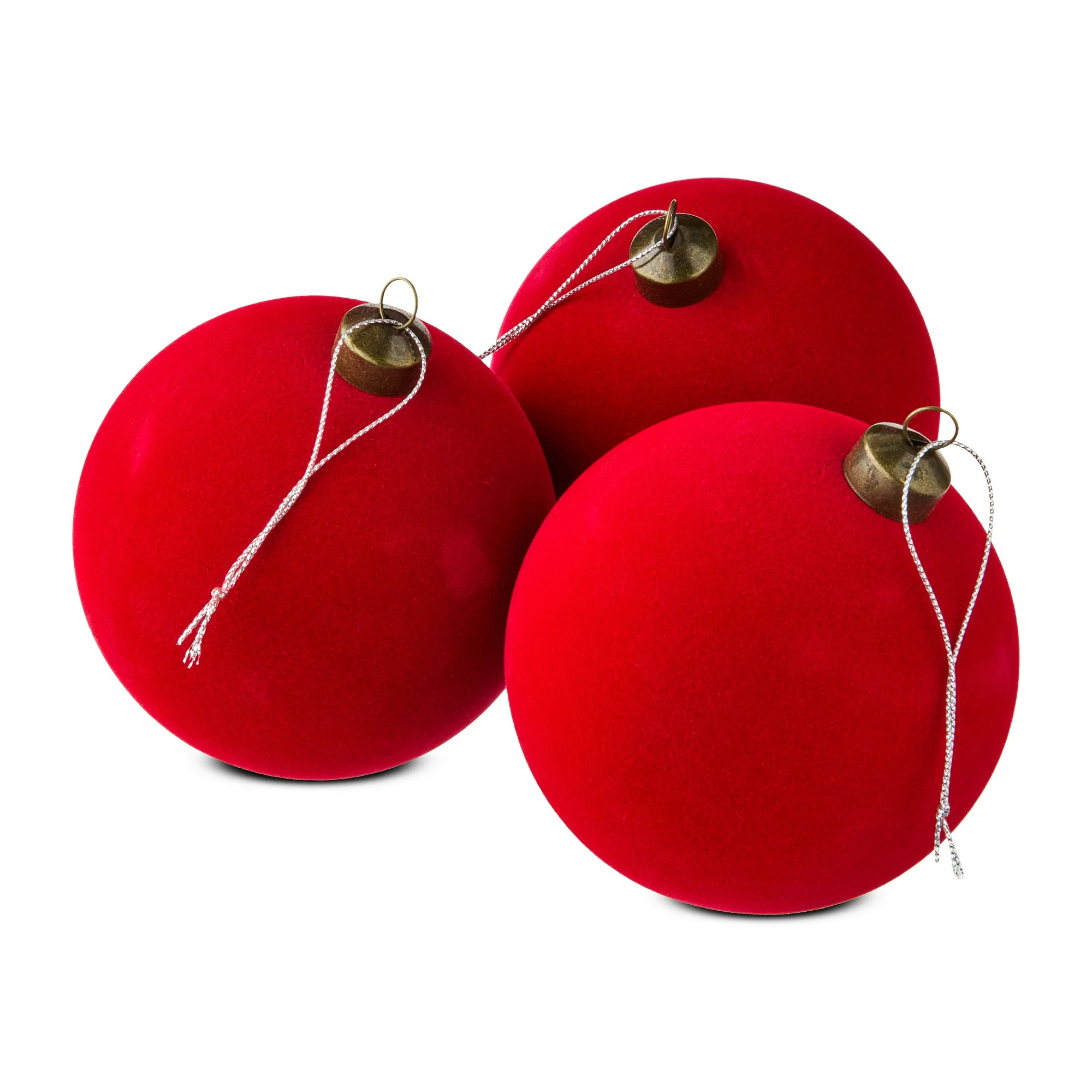 4 Count Bright Red Velvet-Feel Ball Christmas Ornaments, by Holiday Time - Walmart.com | Walmart (US)