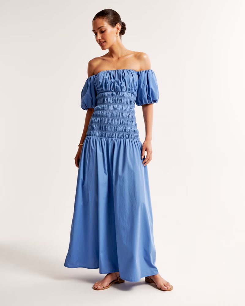 Smocked Drop-Waist Maxi Dress | Abercrombie & Fitch (US)