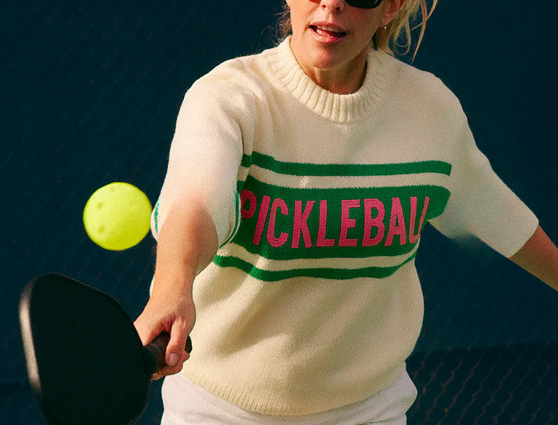 Pickleball Sweater Cream/Green/Pink | Runway Athletics