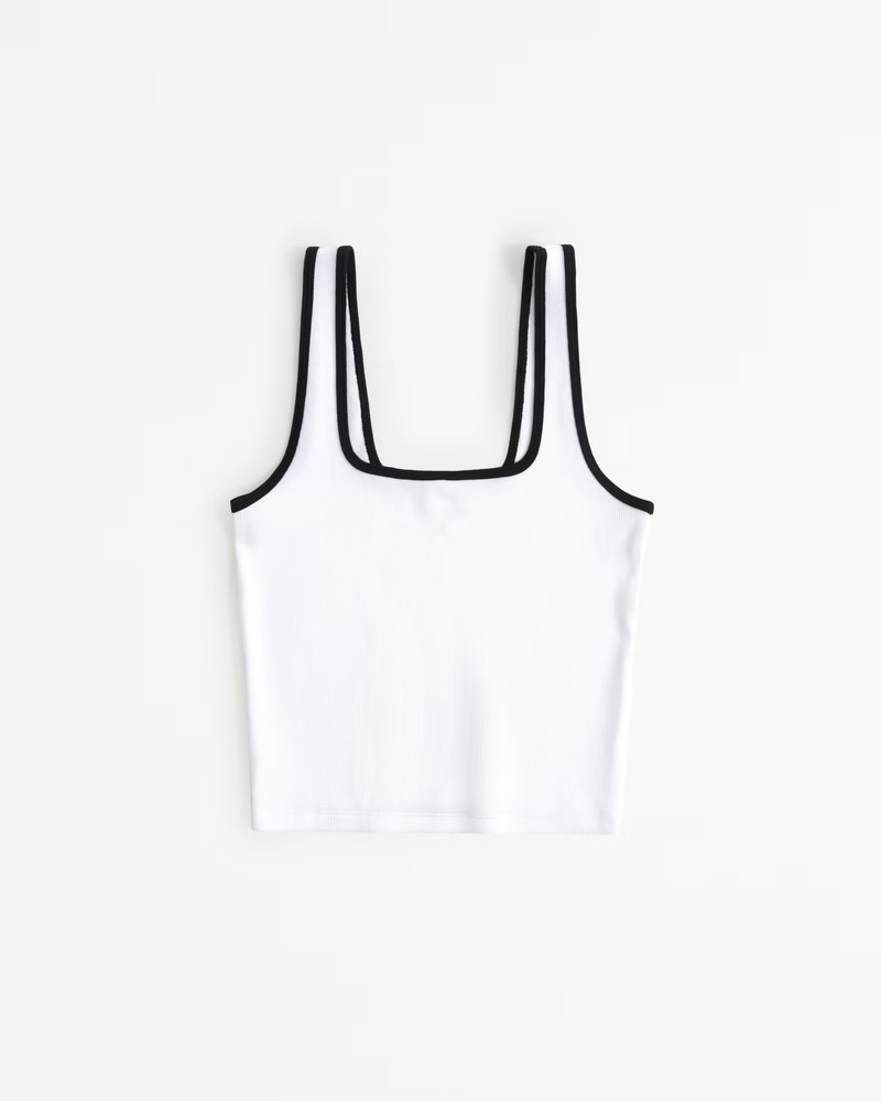 Essential Cropped Squareneck Rib Tank | Abercrombie & Fitch (US)