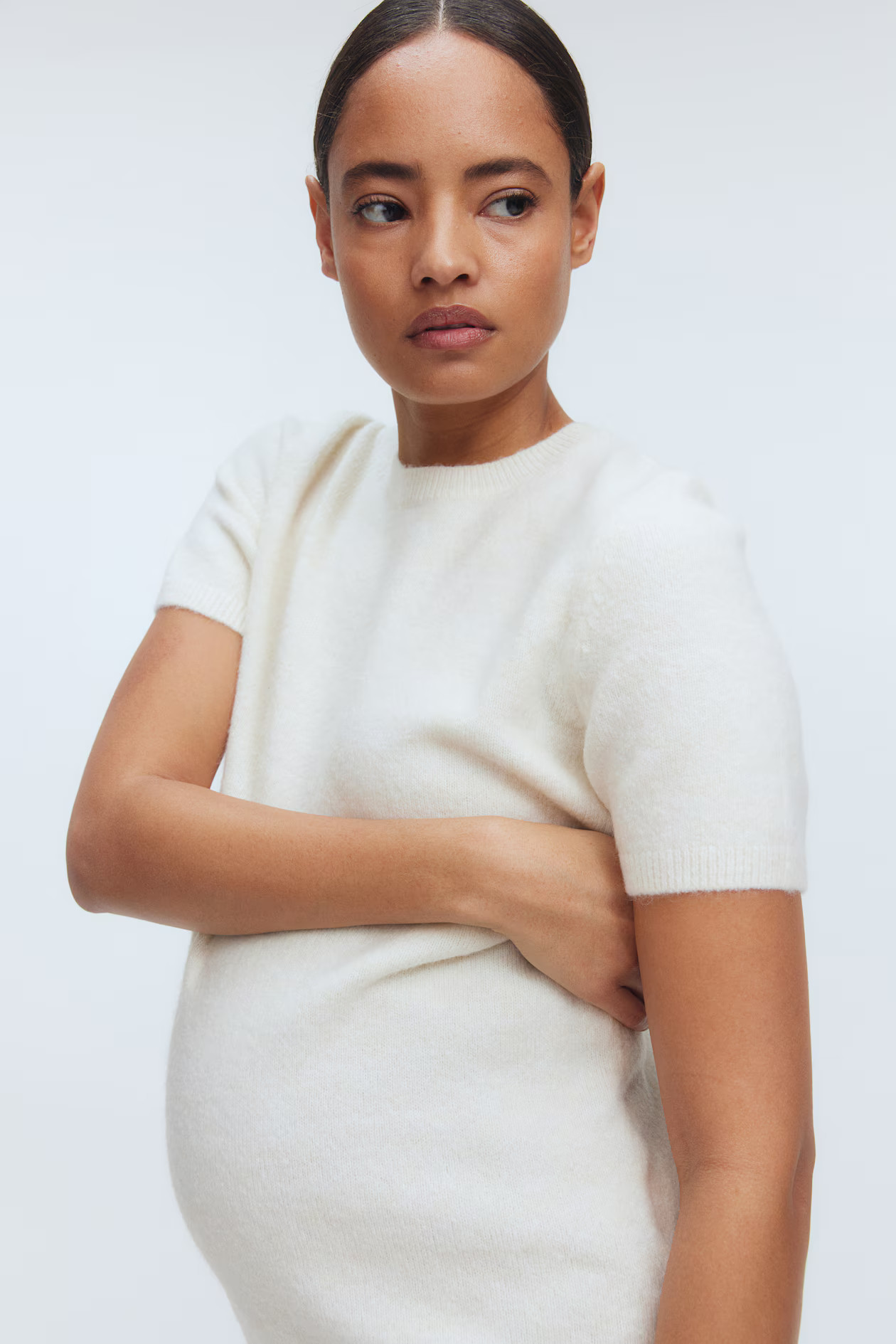 MAMA Short-Sleeved Fine-Knit Top | H&M (US + CA)