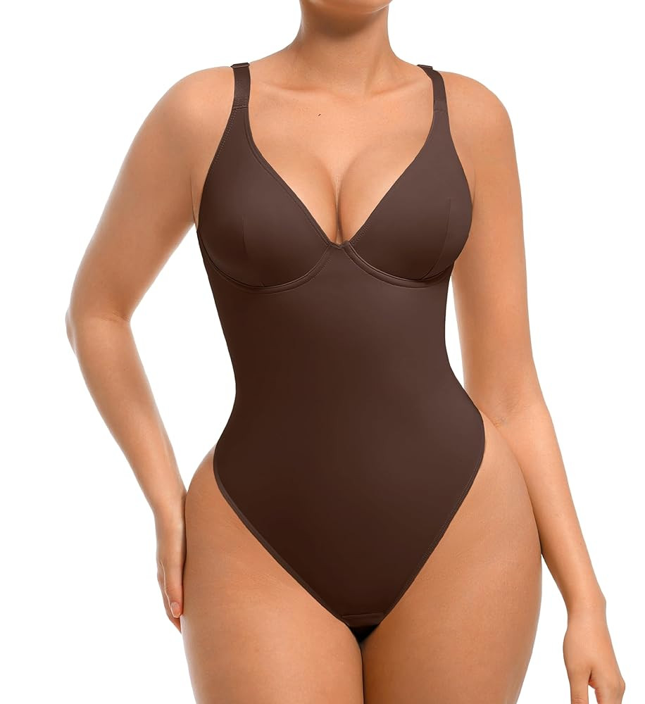 FeelinGirl Bodysuits for Women Tummy Control Shapewear Bodysuit Thong Body Suits | Amazon (US)