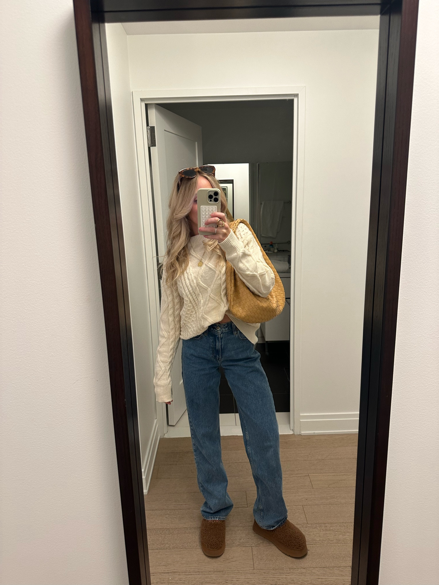 Size small sweater, tts Uggs, and denim is tts 