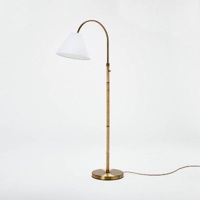 Rattan Wrap Arc Floor Lamp Brass (Includes LED Light Bulb) - Threshold™ designed with Studio Mc... | Target
