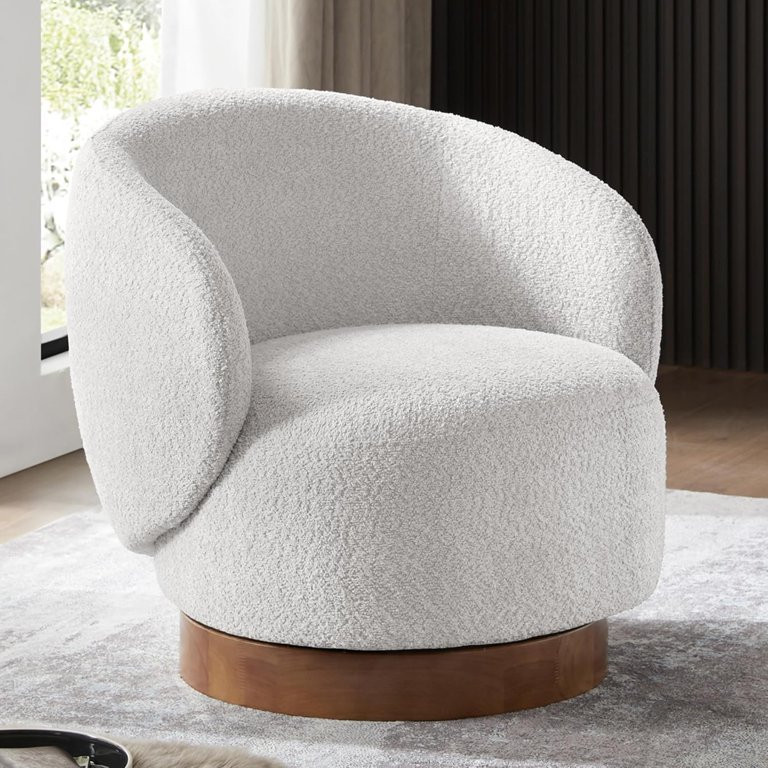 Swivel Accent Chair Round Barrel Armchair Upholstered Performance Fabric for Living Room Bedroom ... | Walmart (US)
