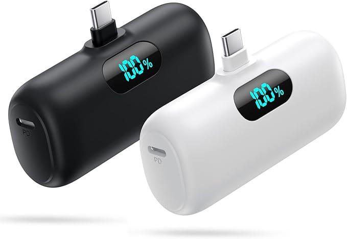 [2-Pack] Mini Portable Charger 5000mAh Power Bank,3A PD USB C Cell Phone Portable Power, LCD Disp... | Amazon (US)