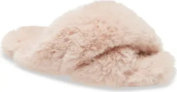 Faux Shearling Crossover Slide Slipper (Women) | Nordstrom