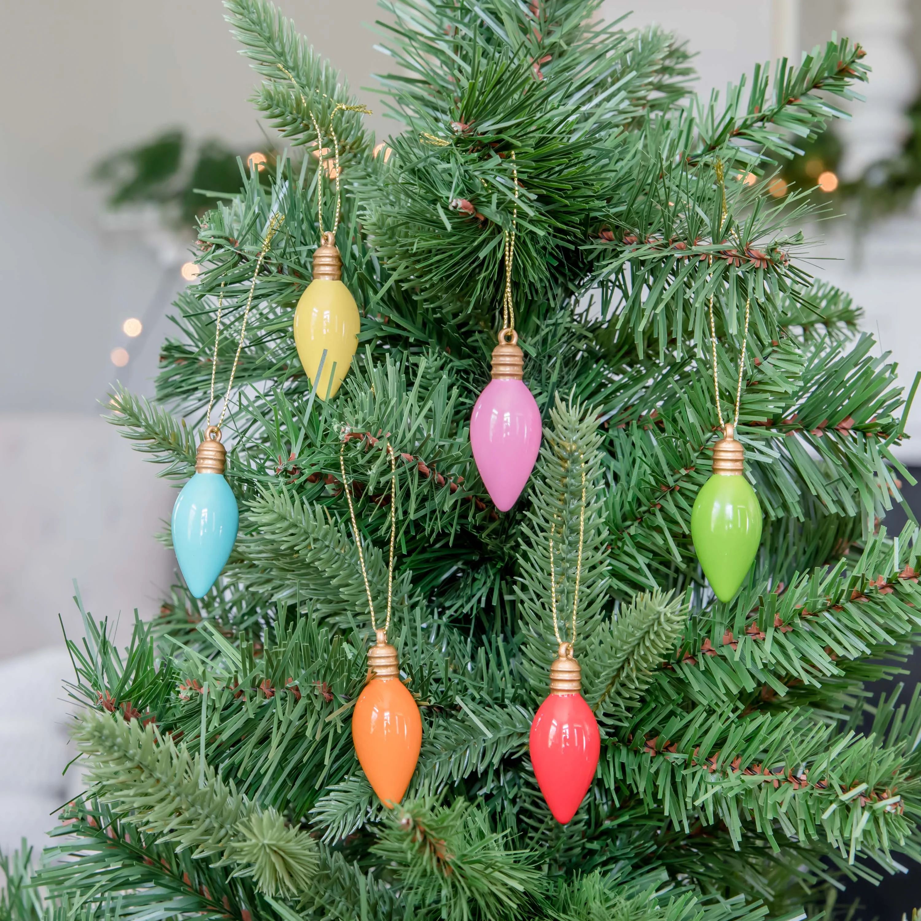 Holiday Time Bright Light Bulbs Mini Ornaments, 6.13", 6 Count | Walmart (US)