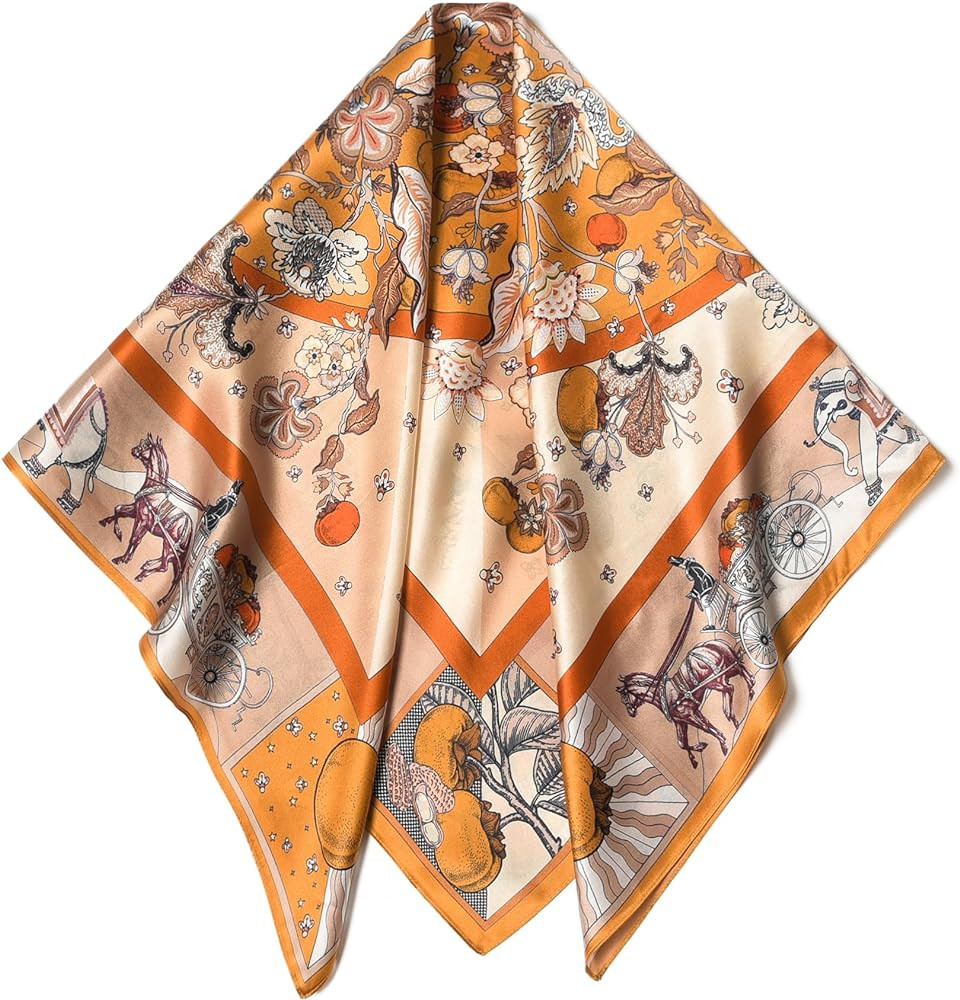 100% Pure Mulberry Silk Scarf 35" Large Square Lightweight Headscarf –Women’s Hair Wraps The ... | Amazon (US)