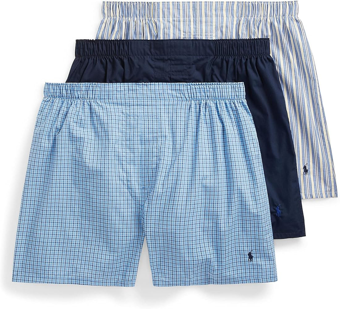 POLO RALPH LAUREN Men's Classic Fit Cotton Woven Boxers 3-Pack | Amazon (US)