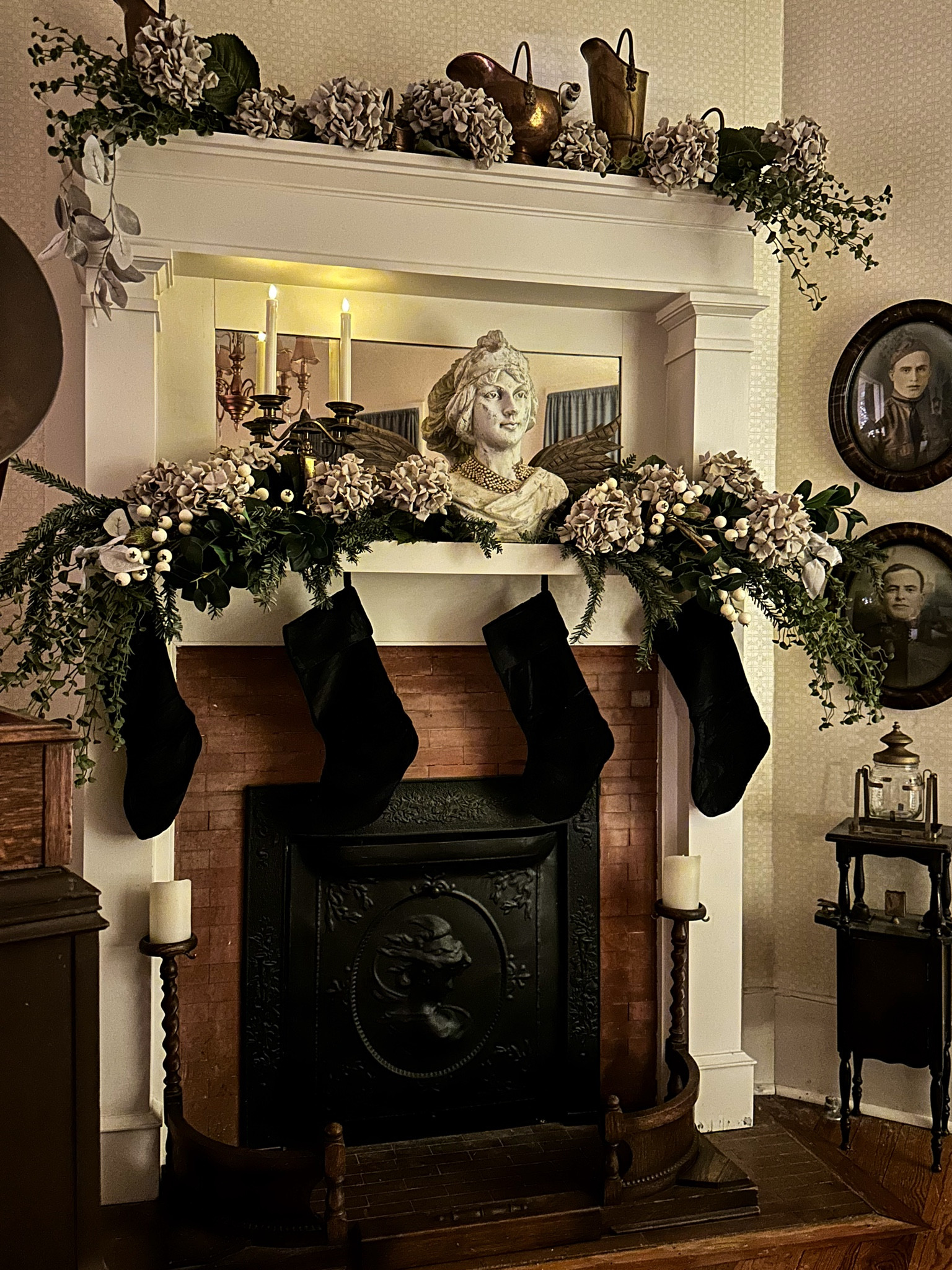 These black velvet stockings are an elegant touch to my dark academia Christmas mantle. The battery operated pillar candles add a warm glow to complete the look. 

#LTKSeasonal #LTKfindsunder50 #LTKHoliday