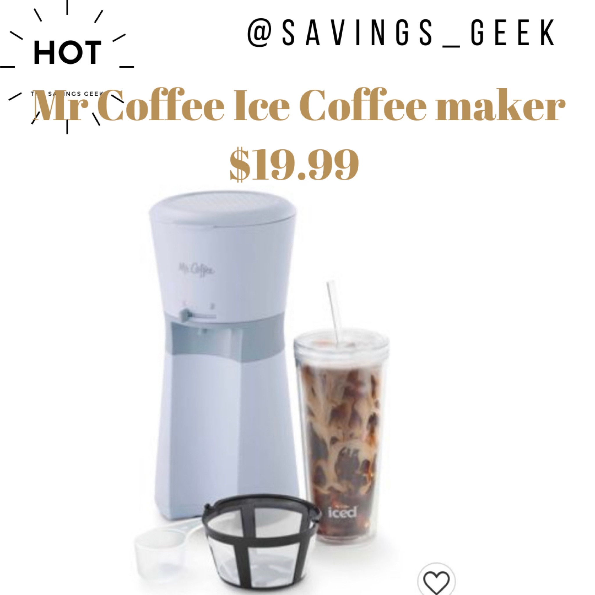 Mr. Coffee Iced Coffee Maker with Reusable Tumbler and Coffee Filter