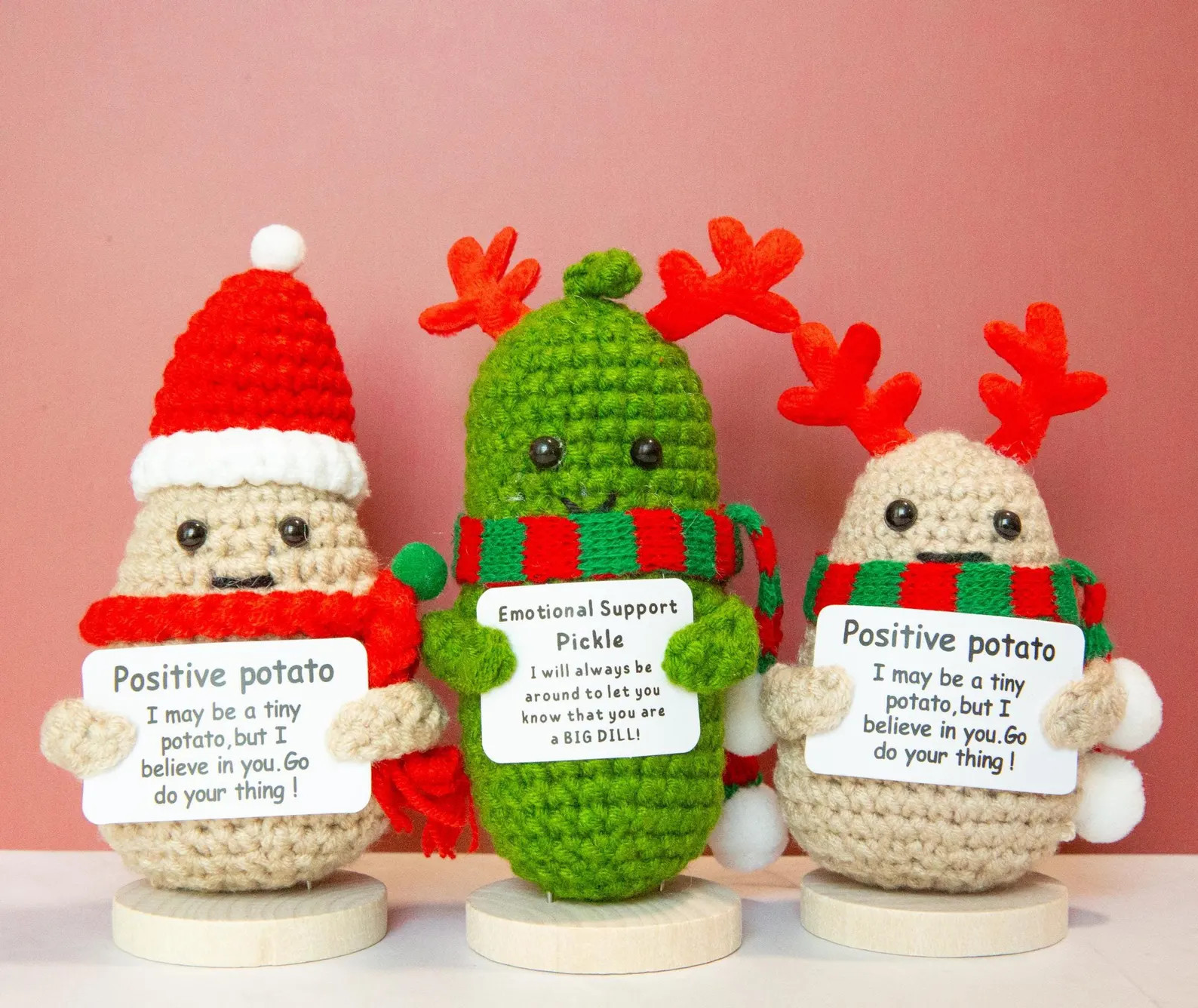 Emotional Support Pickle, Positive Potato With Christmas Hat, Christmas Crochet Ornament, White E... | Etsy (US)