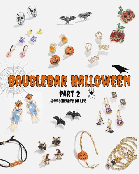 BaubleBar Halloween collection for 2023 part 2 of 5. More Halloween fun on my 2nd TikTok at madiheartstoo
// spooky cute jewelry necklace earrings bracelets rhinestoned fall autumn Halloween lover ghosts pumpkins jack o lanterns scarecrows bats witchy 

#LTKunder50 #LTKSeasonal
