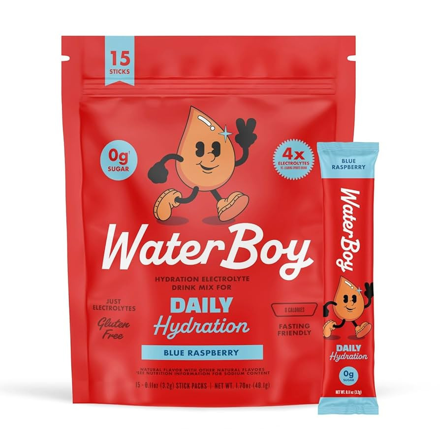 Waterboy Daily Hydration | 1,570mg Electrolyte Powder Packets | No Sugar, All Natural, Gluten Fre... | Amazon (US)
