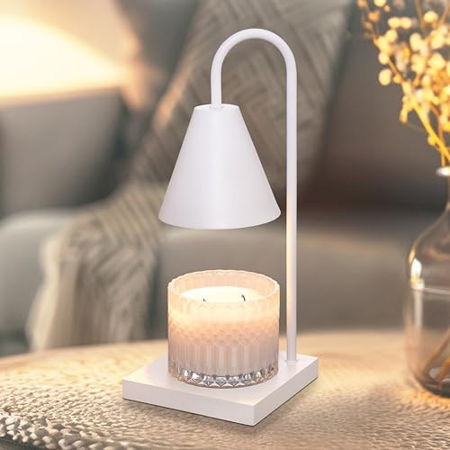 Sheffield Home Glass Candle Warmer Lamp – Elegant Candle Warmer for Long-Lasting Fragrance, Sleek Design, 13x5.5, White Iron Candle | Amazon (US)