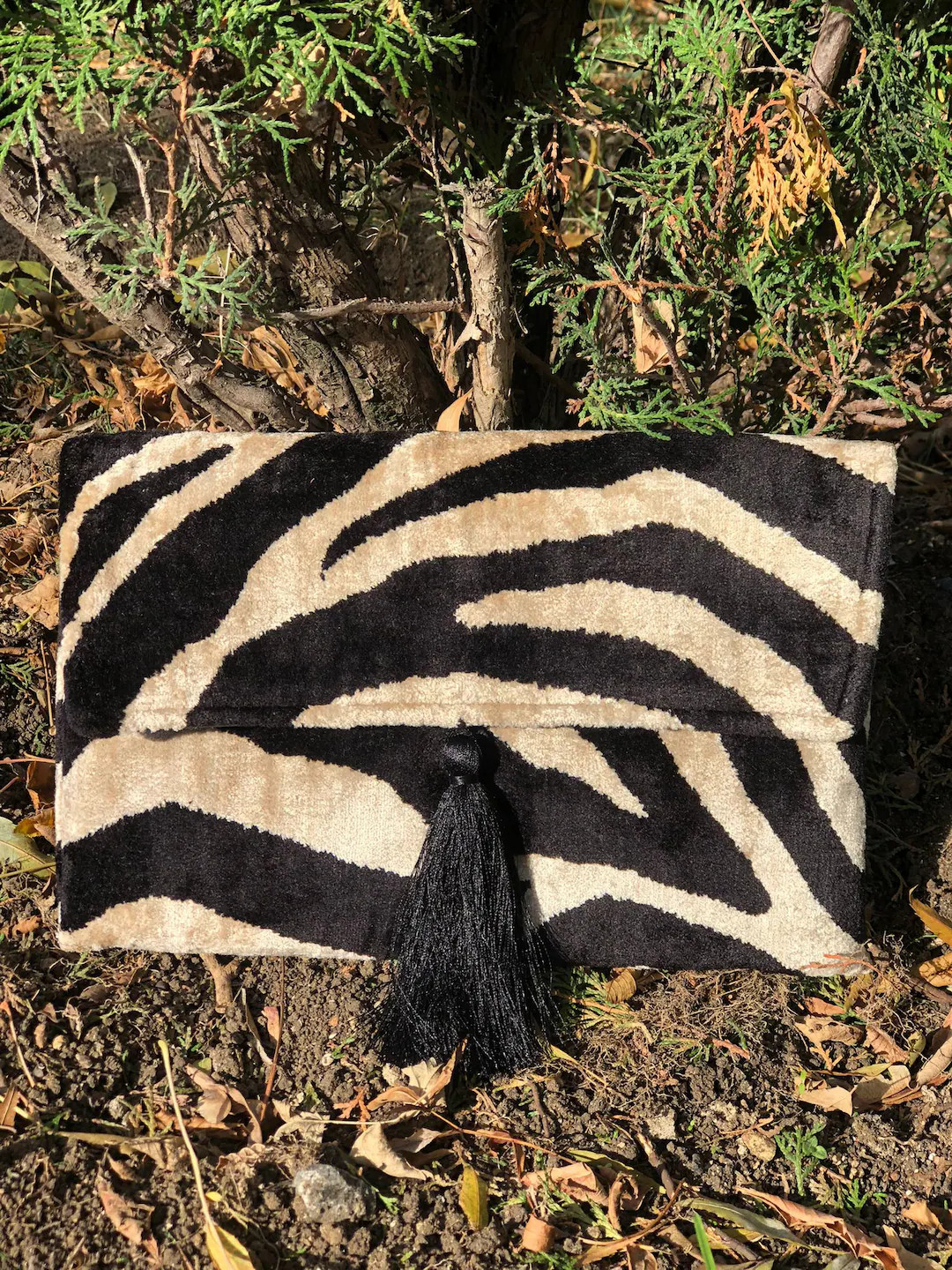 Ikat Clutch Handbag: Bohemian Evening Bag With Tassel Zebra Model Bag - Etsy | Etsy (US)