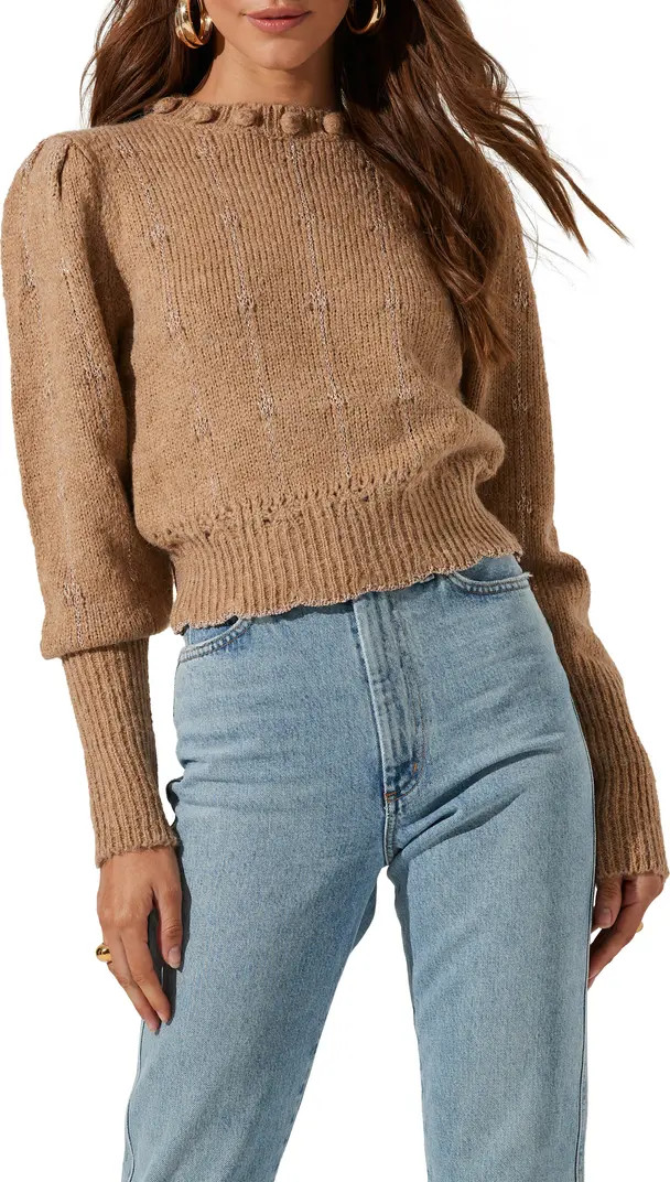 ASTR the Label Scallop Hem Pompom Sweater | Nordstrom | Nordstrom