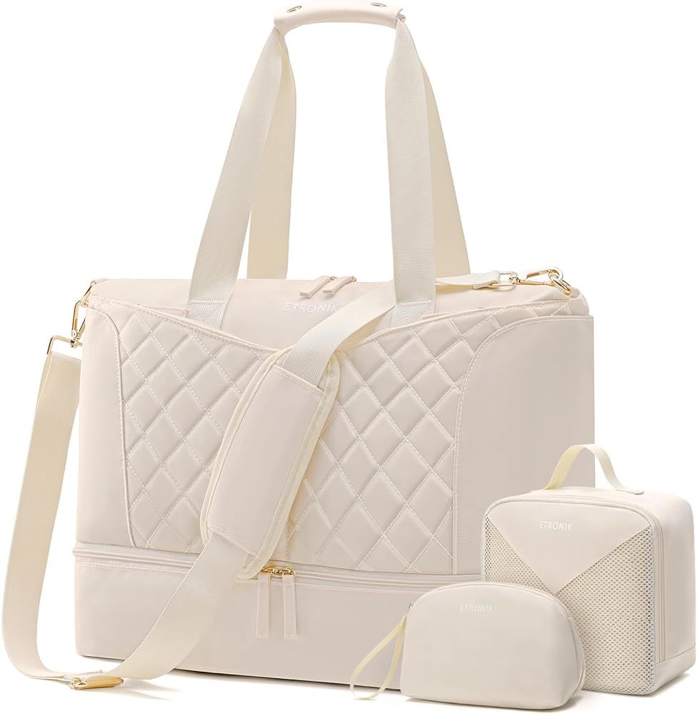 ETRONIK Weekender Bag for Women, Large Duffle Bag 3 Pcs Set with USB Charging Port, Travel Duffle... | Amazon (US)