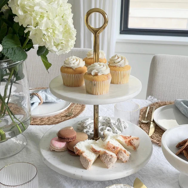 Ainsley Marble + Gold Tiered Tray | Pepper + Vetiver