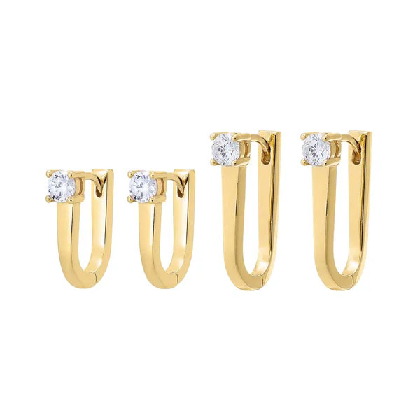 CZ Graduated U Shape Huggie Earring Combo Set | Adina Eden