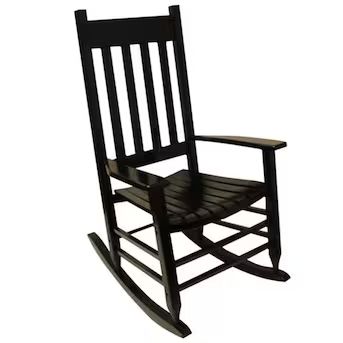 Style Selections Black Wood Frame Rocking Chair(s) with Slat Seat Lowes.com | Lowe's