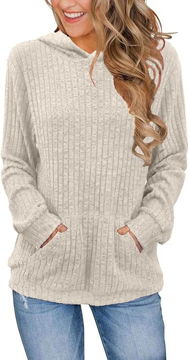 Womens Long Sleeve Shirts Kangaroo Pocket Fashion Hoodies Fall Pullover Sweatshirts | Amazon (US)