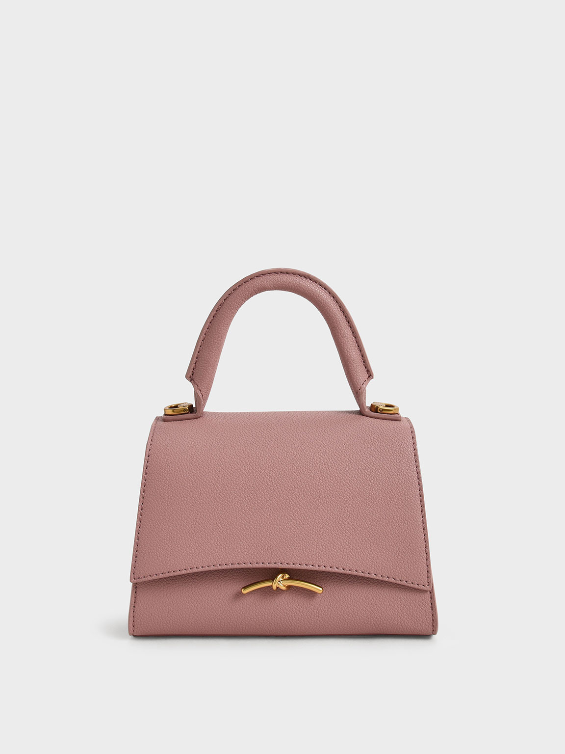 Mauve Huxley Metallic Push-Lock Top Handle Bag | CHARLES & KEITH | Charles & Keith US