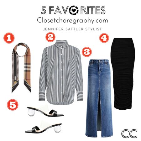 5 FAVORITES THIS WEEK

Everyone’s favorites. The most clicked items this week. I’ve tried them all and know you’ll love them as much as I do. 

#burberryscarf
#stripebuttonup
#jeanskirt
#styleconsultant
