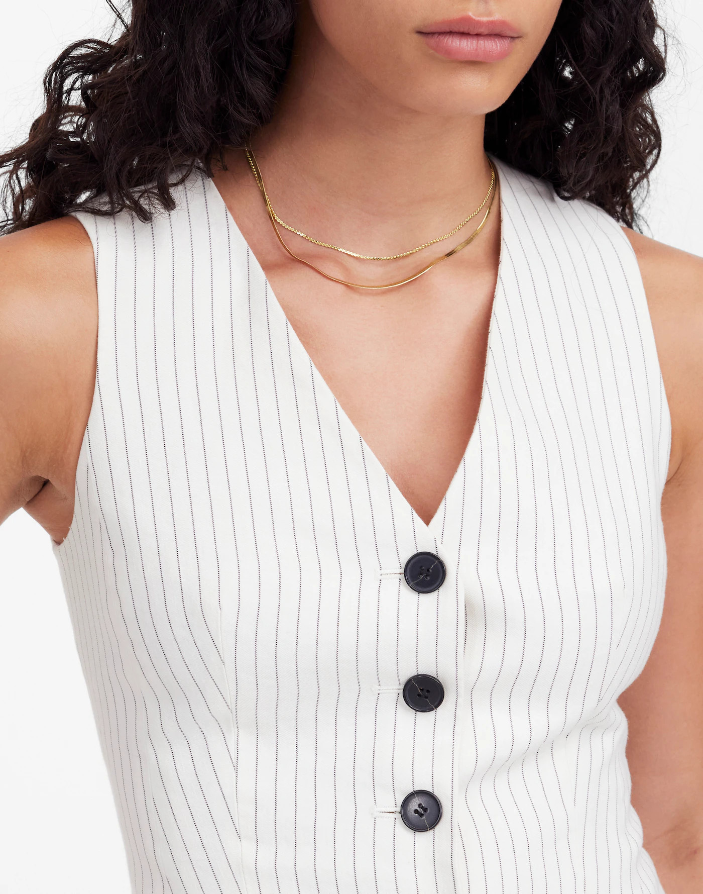 Cutaway Vest in Pinstripe Linen Blend | Madewell