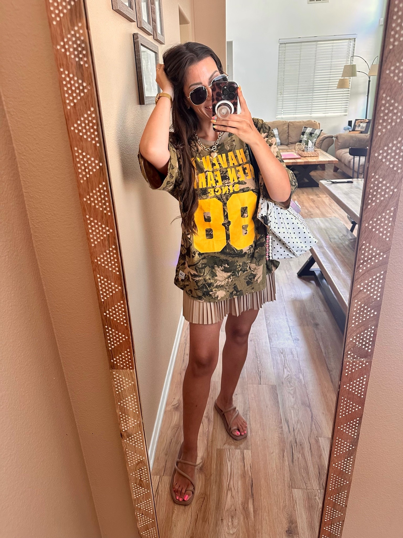 Wearing a M in the oversized shirt & M in the skirt. Lots of stretch + biker shorts.

#LTKdayinmylife #LTKmomlife #LTKSaleAlert