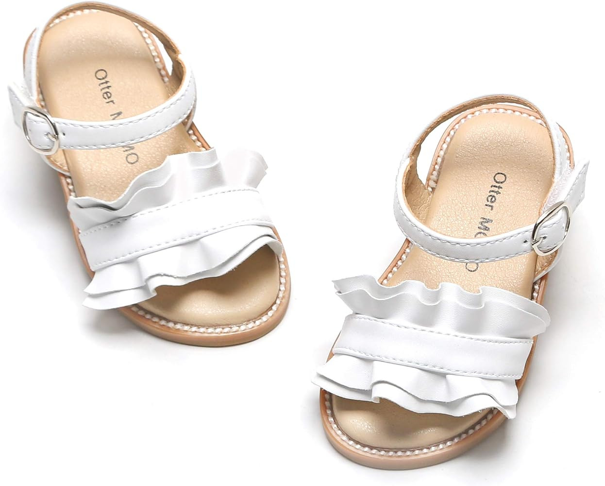 Otter MOMO Girls Sandals Open Toe Princess Flat Sandals with Ruffle Summer Sandals (Toddler/Littl... | Amazon (US)