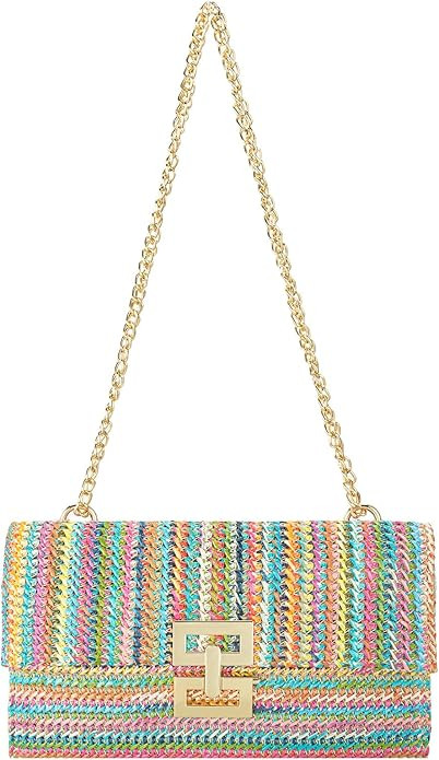 Women's Straw Shoulder Bag Straw Clutch Purse Summer Beach Bags Crossbody Wallet Woven Handbags | Amazon (US)
